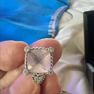 Sterling Silver Pink Cushion-Cut Ring with Twisted Rope Detail Judith Ripka